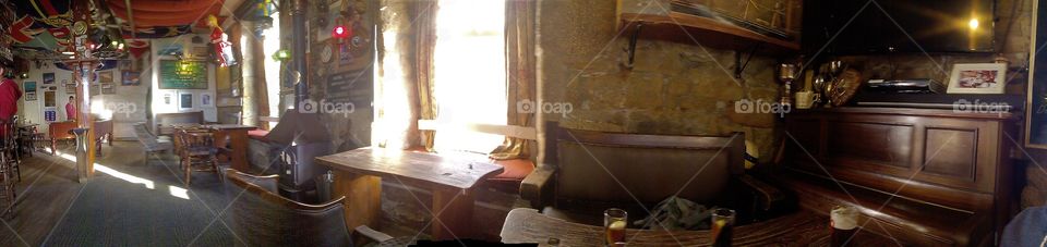 Panoramic view of a classic English pub