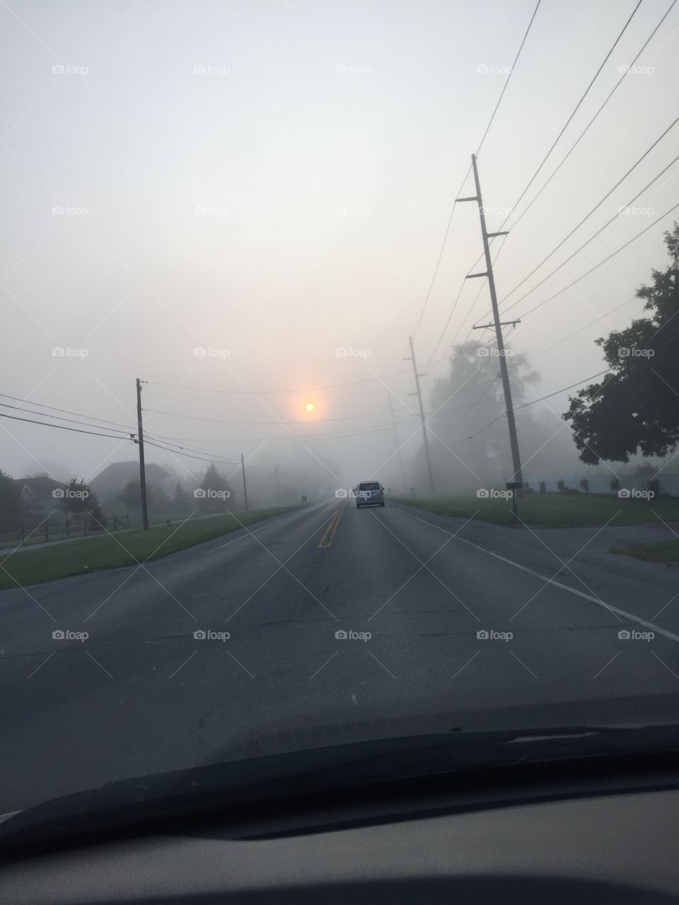 Dawn foggy sunrise 