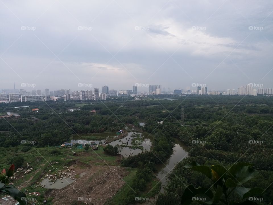 view of Vietnamese landscape from a high rise