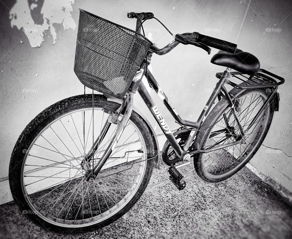 bicycle on the old wall