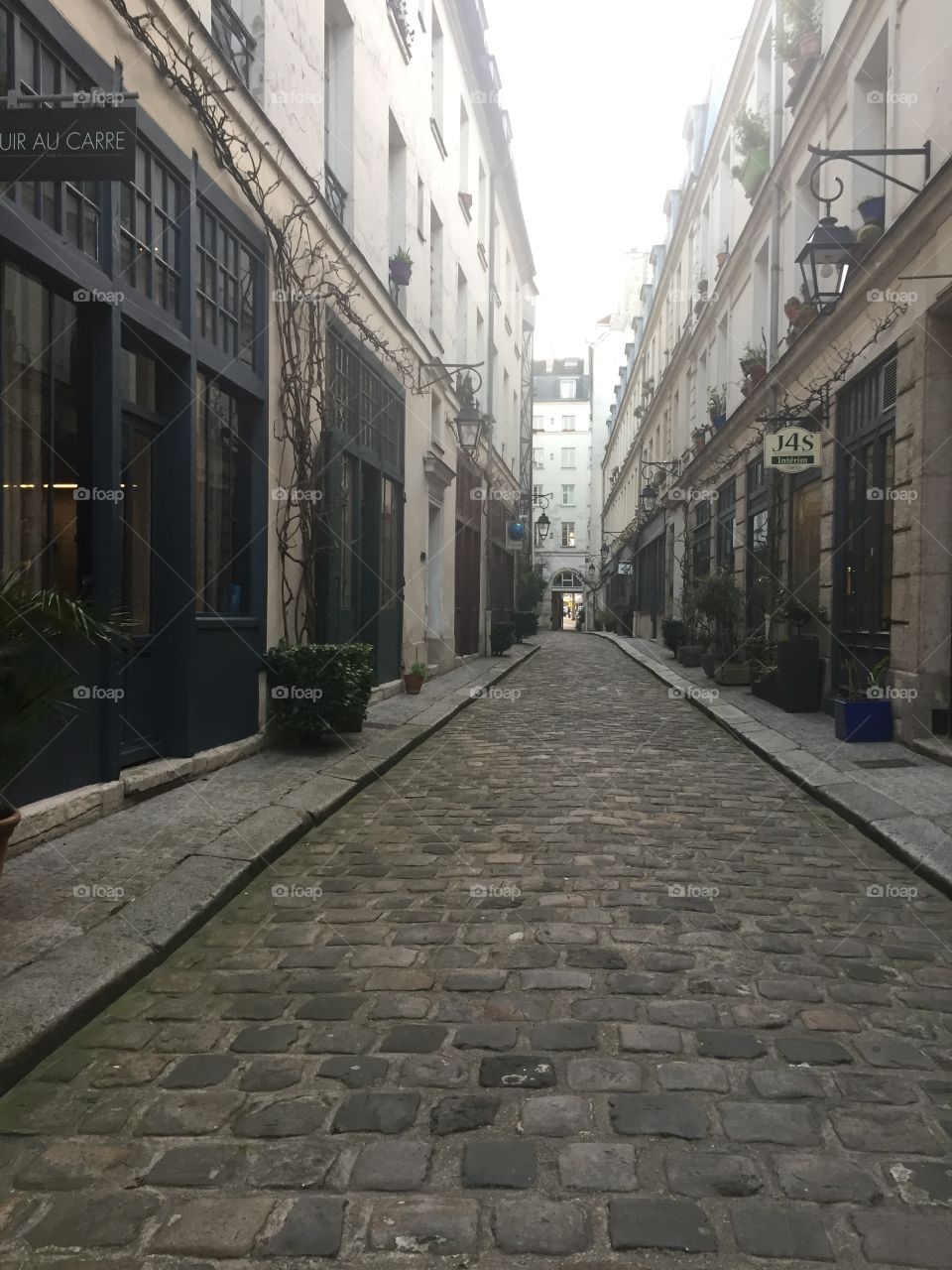 Cobblestone alley in Paris France