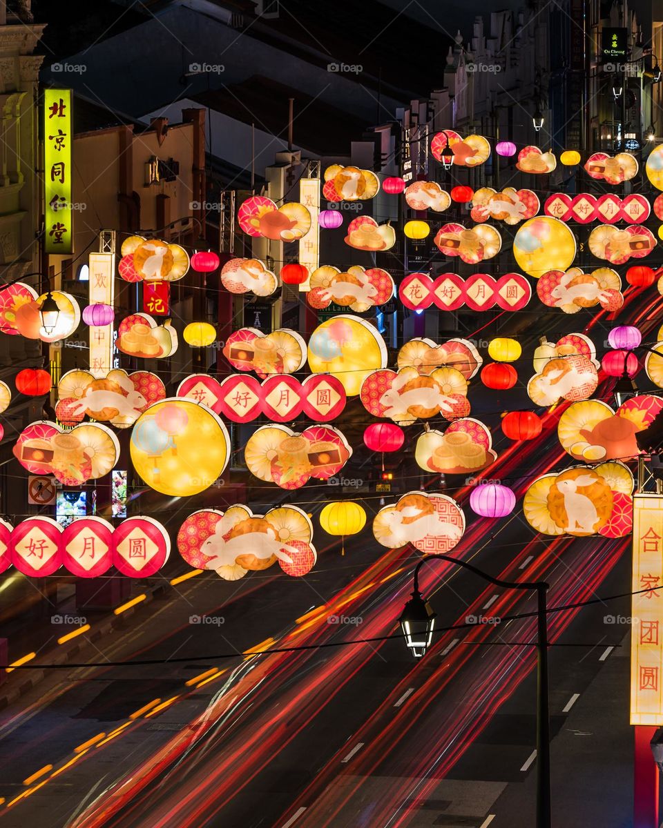 Colourful lanterns lined the street of Chinatown in Singapore.
