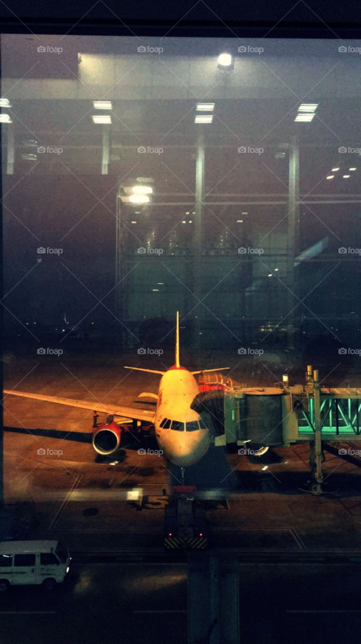 Airplane being preparing ready for takeoff in the airport- Travel around. From A to B point.