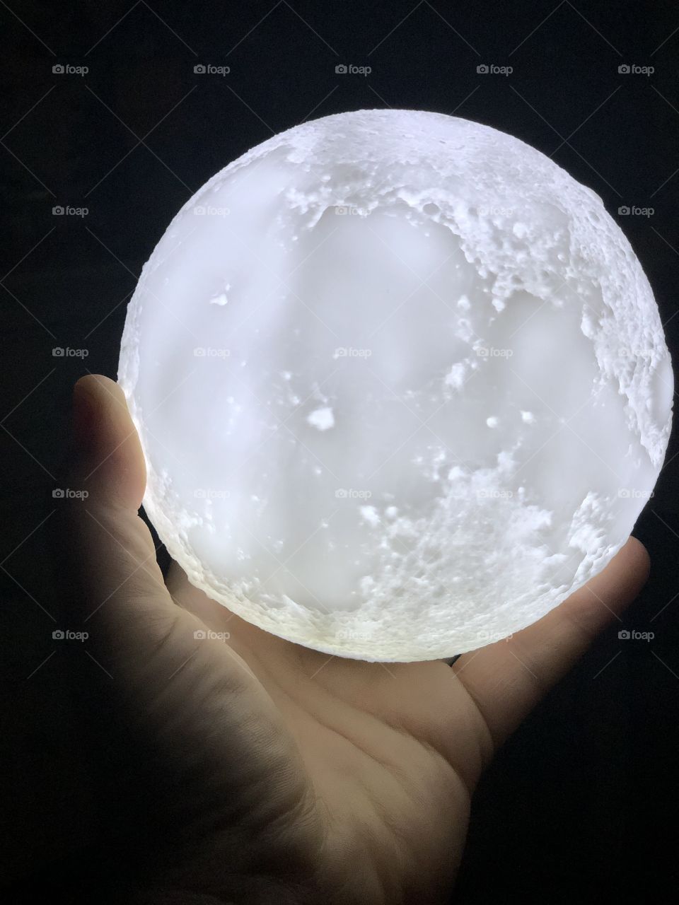 Hand holding the moon