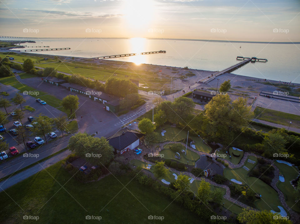 Aerial view of T-bryggan at Ribersborg in Malmö Sweden.