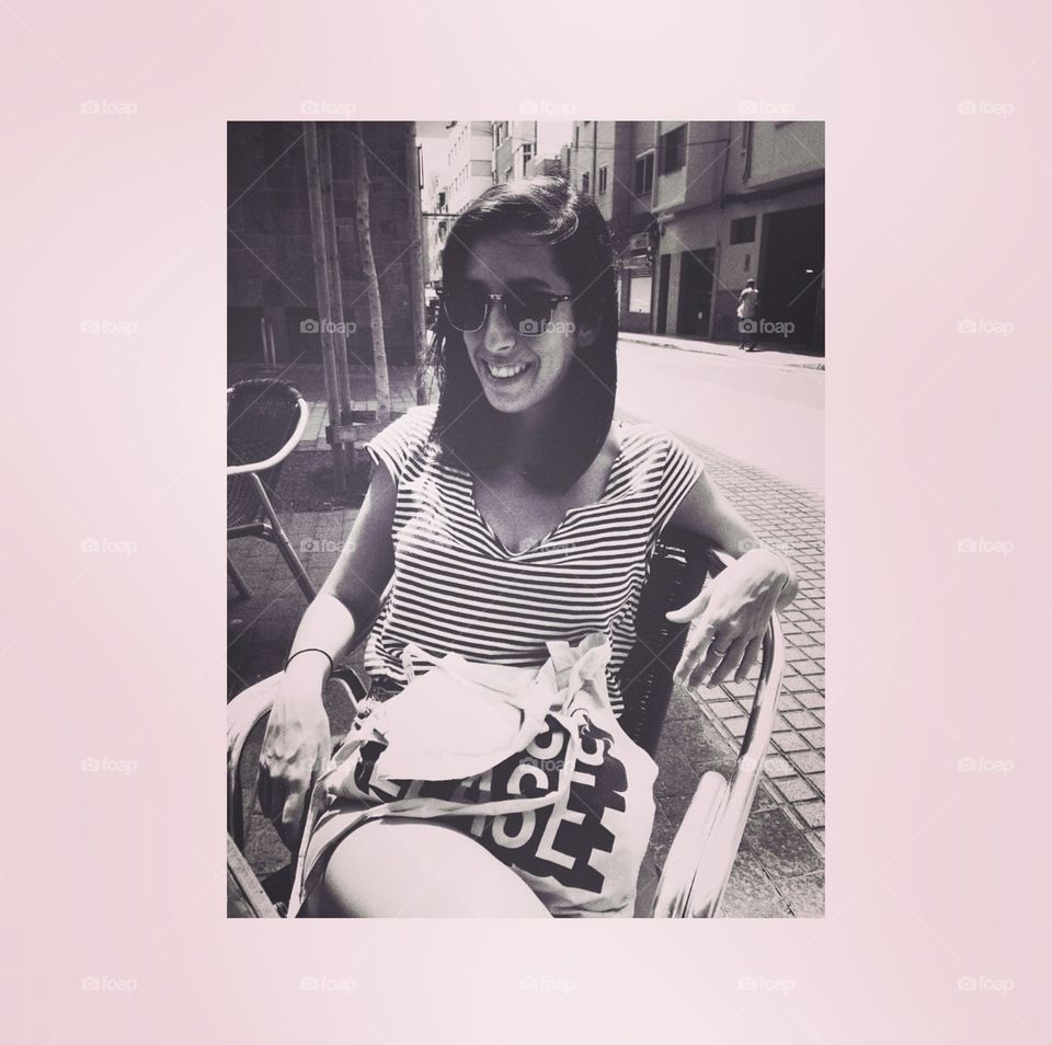 Happy day at the cafeteria drinking coffee