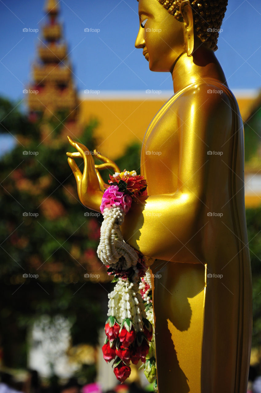 One Buddha statue in Samutsakhon,  Thailand