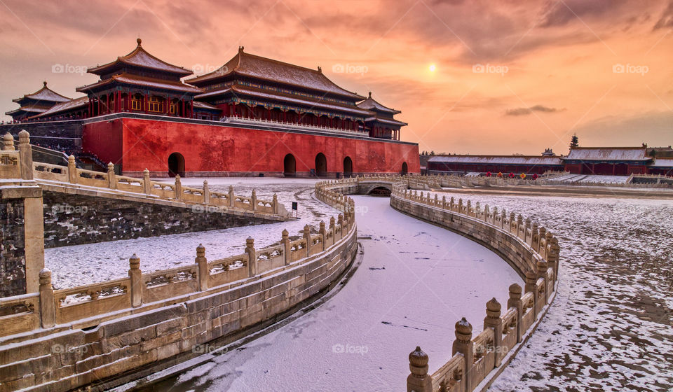 Winter forbidden city snow