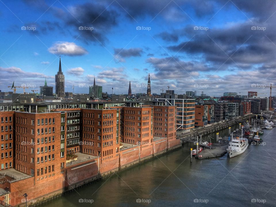 High angle view of Hamburg city