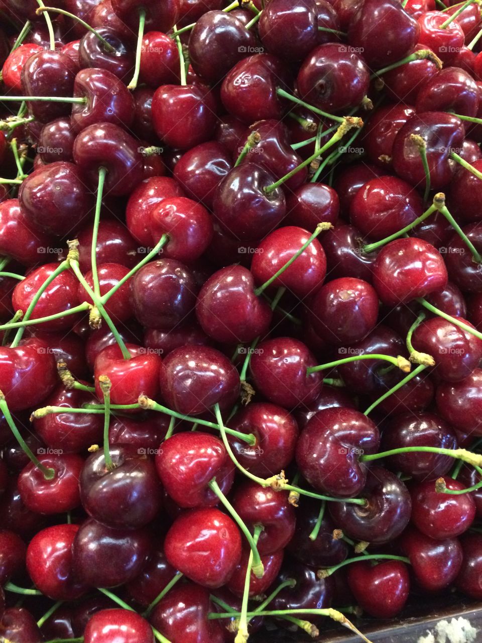 Red cherries at a Hungarian marketplace