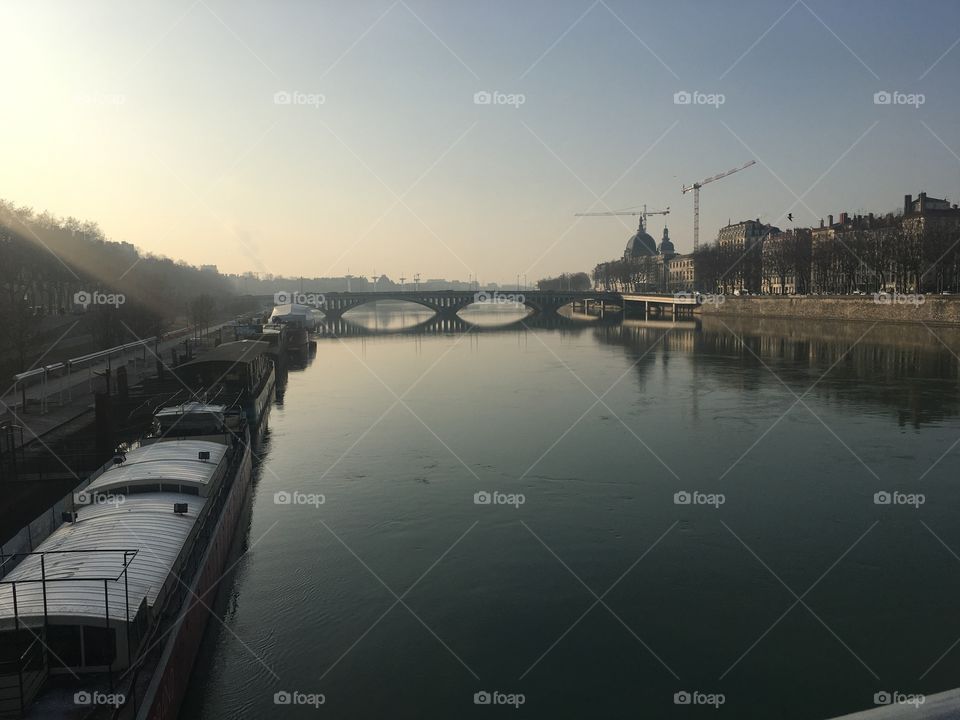 Daybreak over the Lyon River with still waters and clear skies