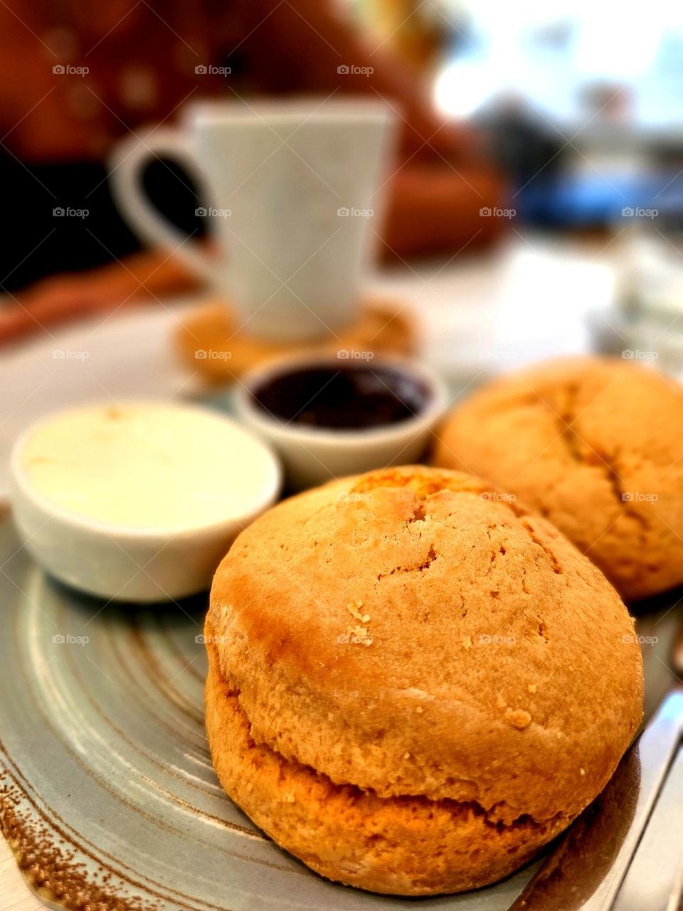 "Coffee and scones." A delicious break in the afternoon. Coffee and scones with friends.  A wonderful combination.