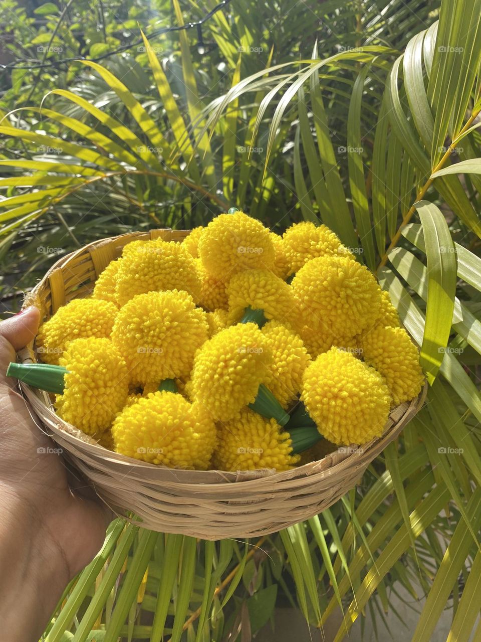 I love making my handmade woolen flowers. And here is my photo . Loved the green touch . Handmade and eco friendly . Life long fresh