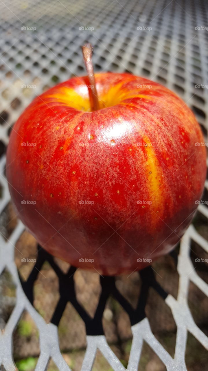 bright red apple