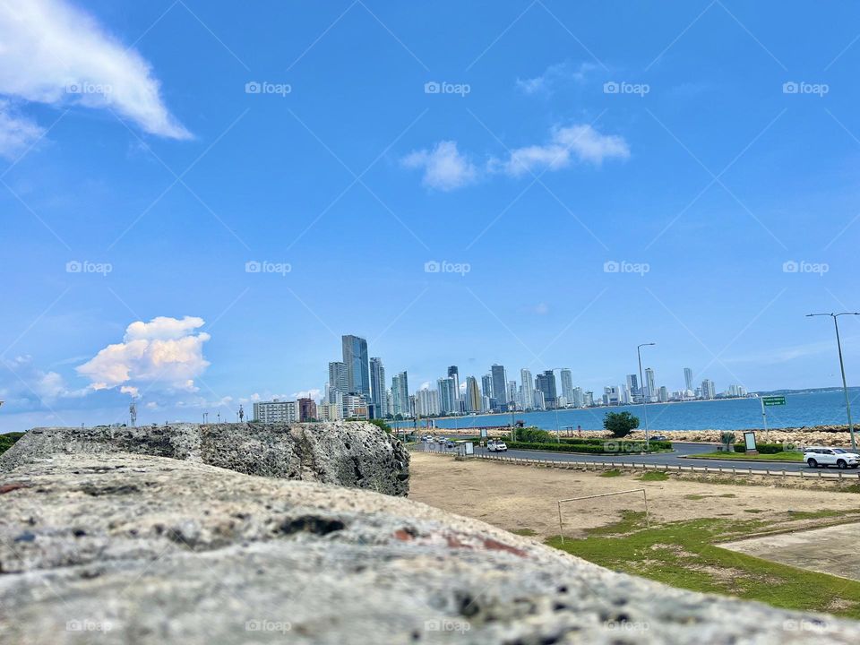 The summer in the city in front of the beach