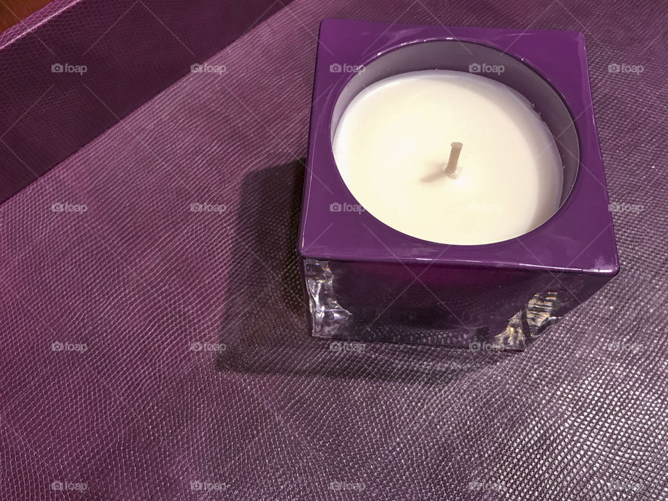 Home decor accents candle purple color 