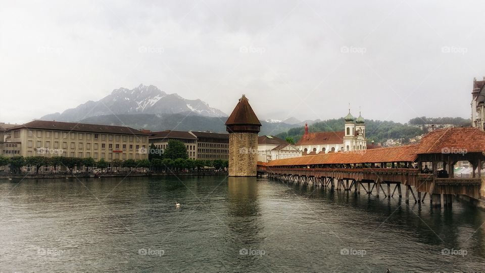 beautiful city landscape.  luzern, famous city landscape in luzern switzerland,   may 27, 2016.