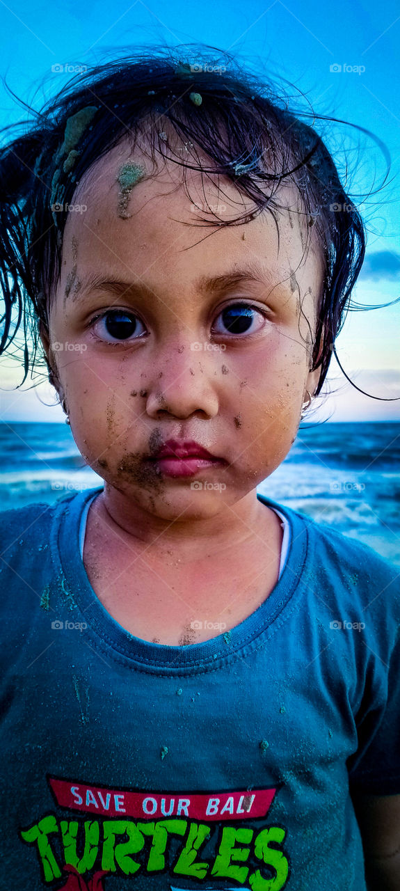 dirty face of little girl