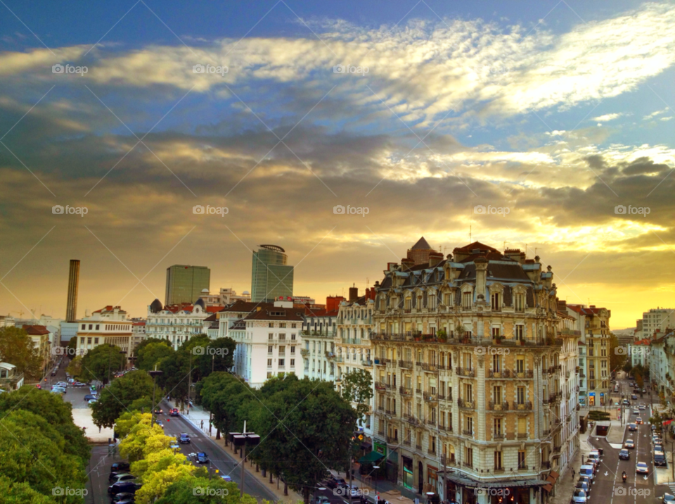 Sunset over the city