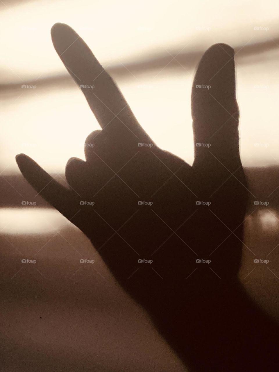 Chinese shadow of a hand symbolizing rock music