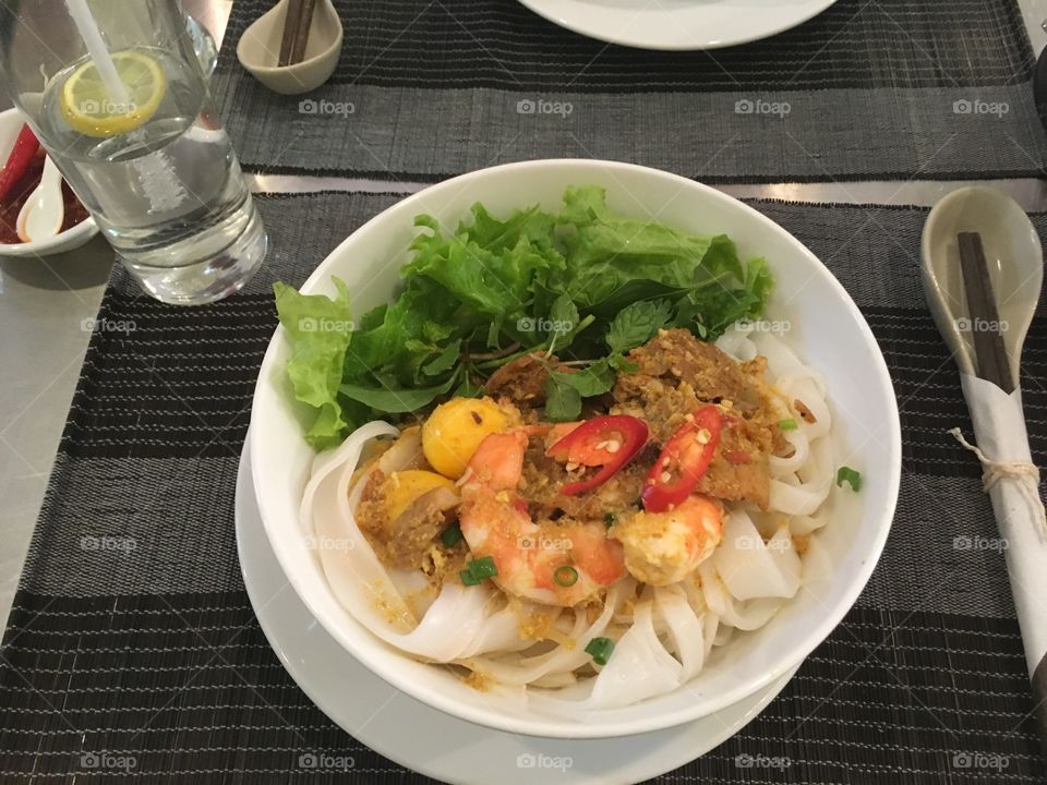 Mì Quảng, is a Vietnamese noodle dish that originated from Quảng Nam Province. 