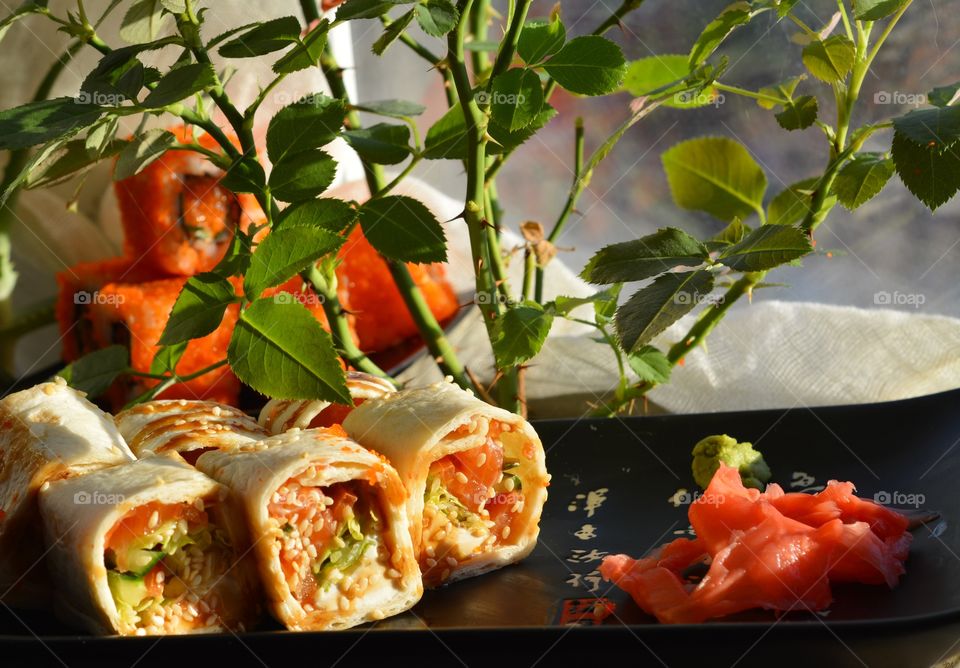 Rolled up sushi