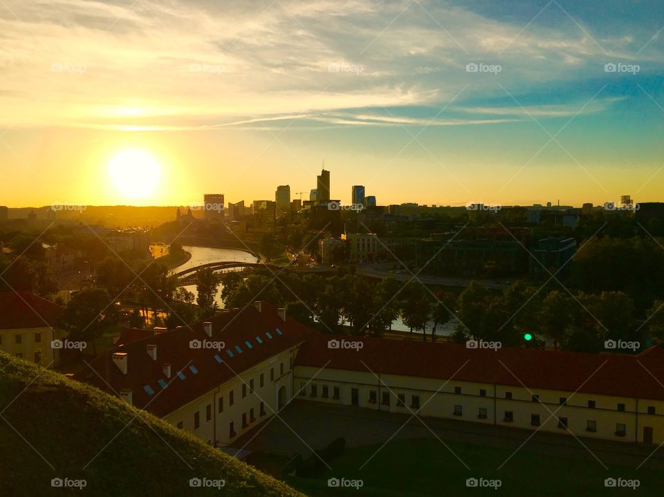 Sunset in Vilnius from above
