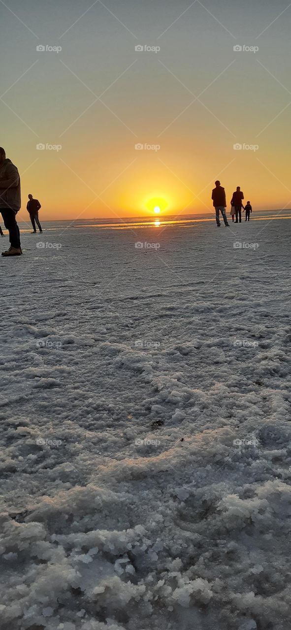 Sunset view in White Desert in Gujarat
