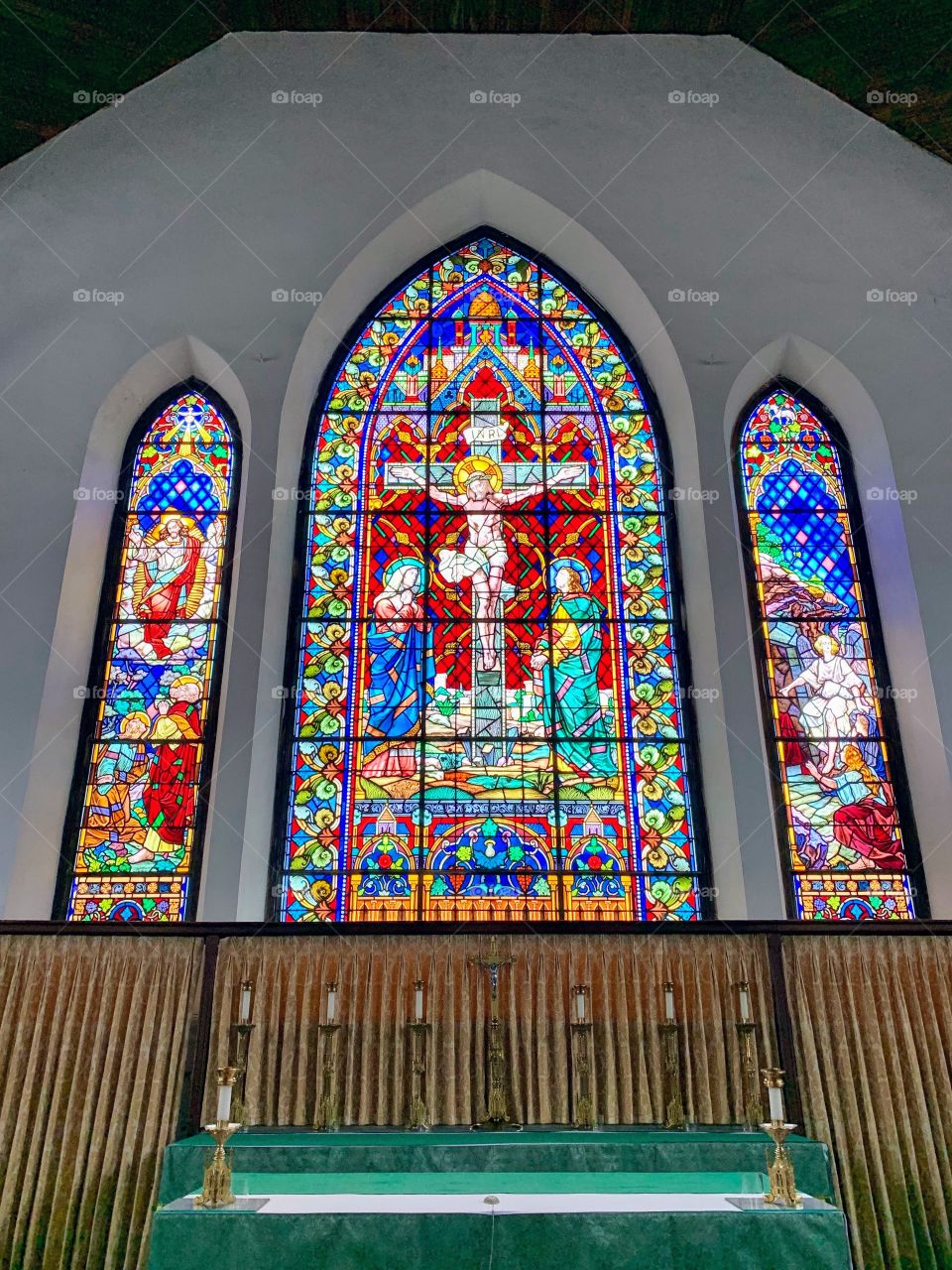 Stained glass  inside a church 