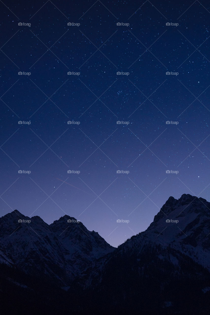Sky full of star in a winter mountain night