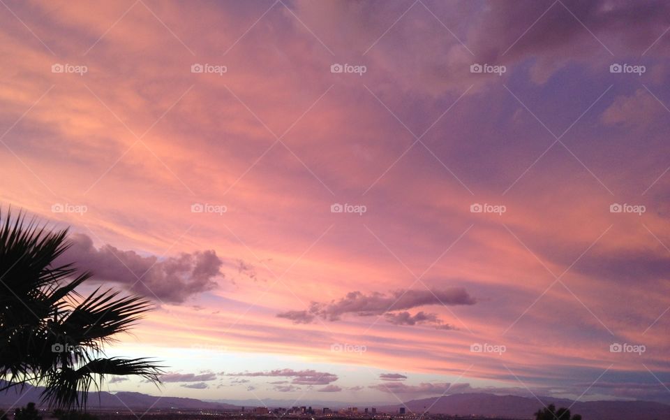 Desert sky. Pink clouds