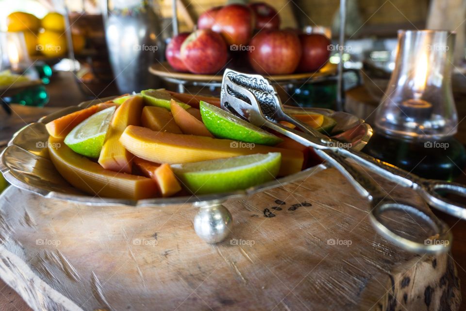 Breakfast fruit at the Chitwa Chitwa game lodge in South Africa 