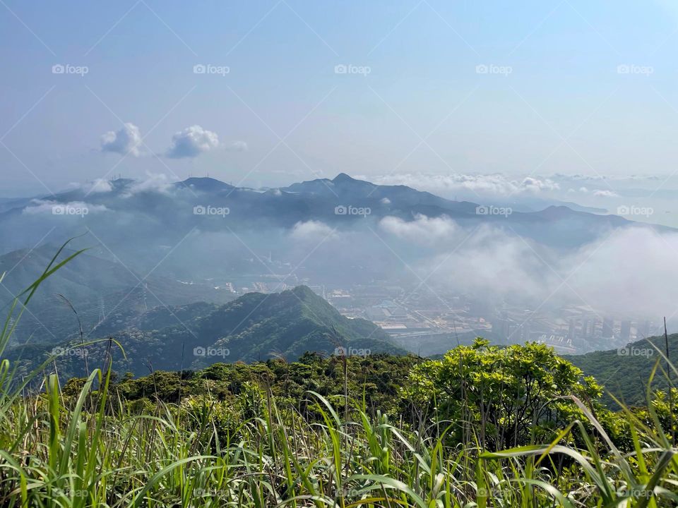 surrounded by clouds