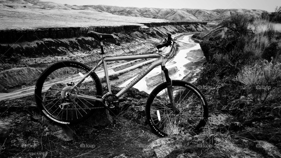 mountain biking in a canyon