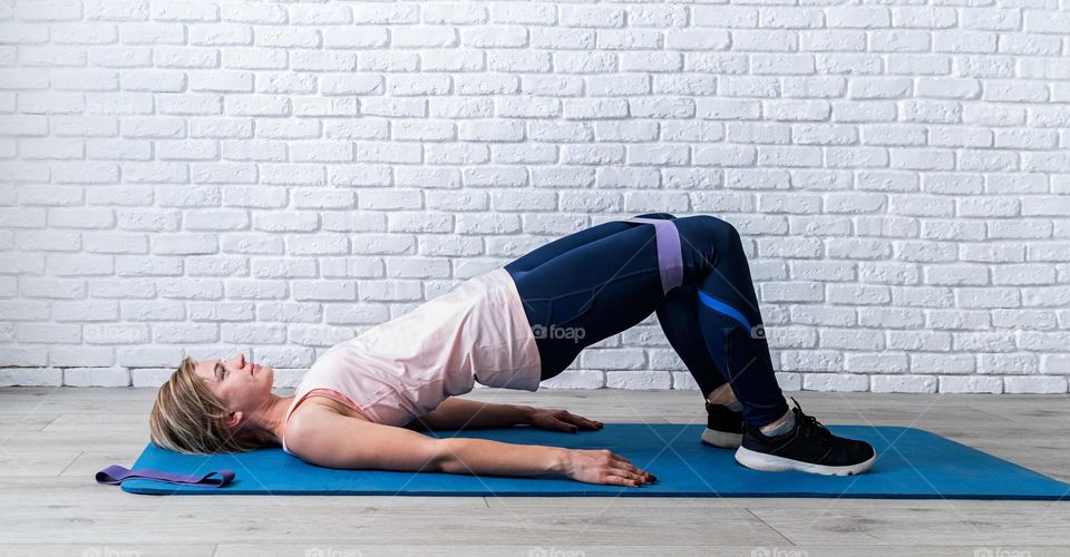 woman working out at home