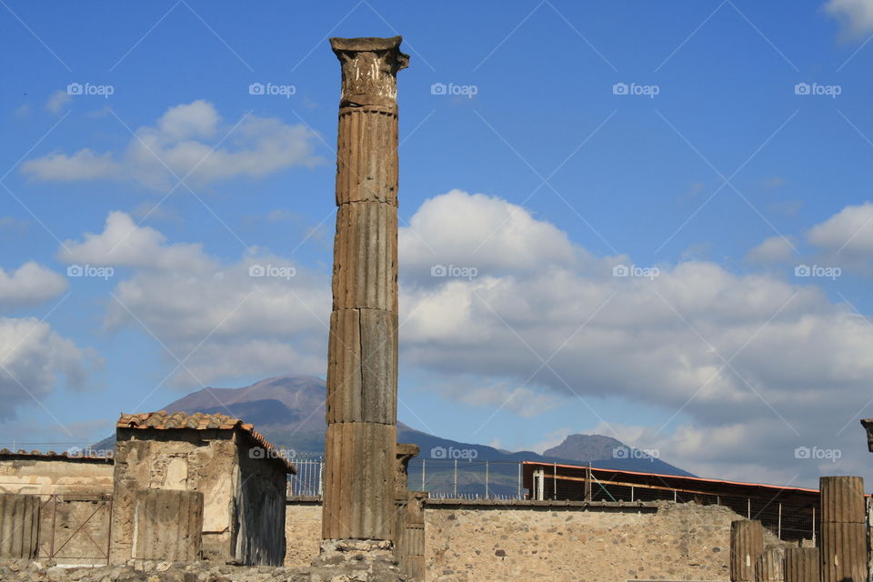 Mount Vesuvius as seen from the ruins of Pompeii