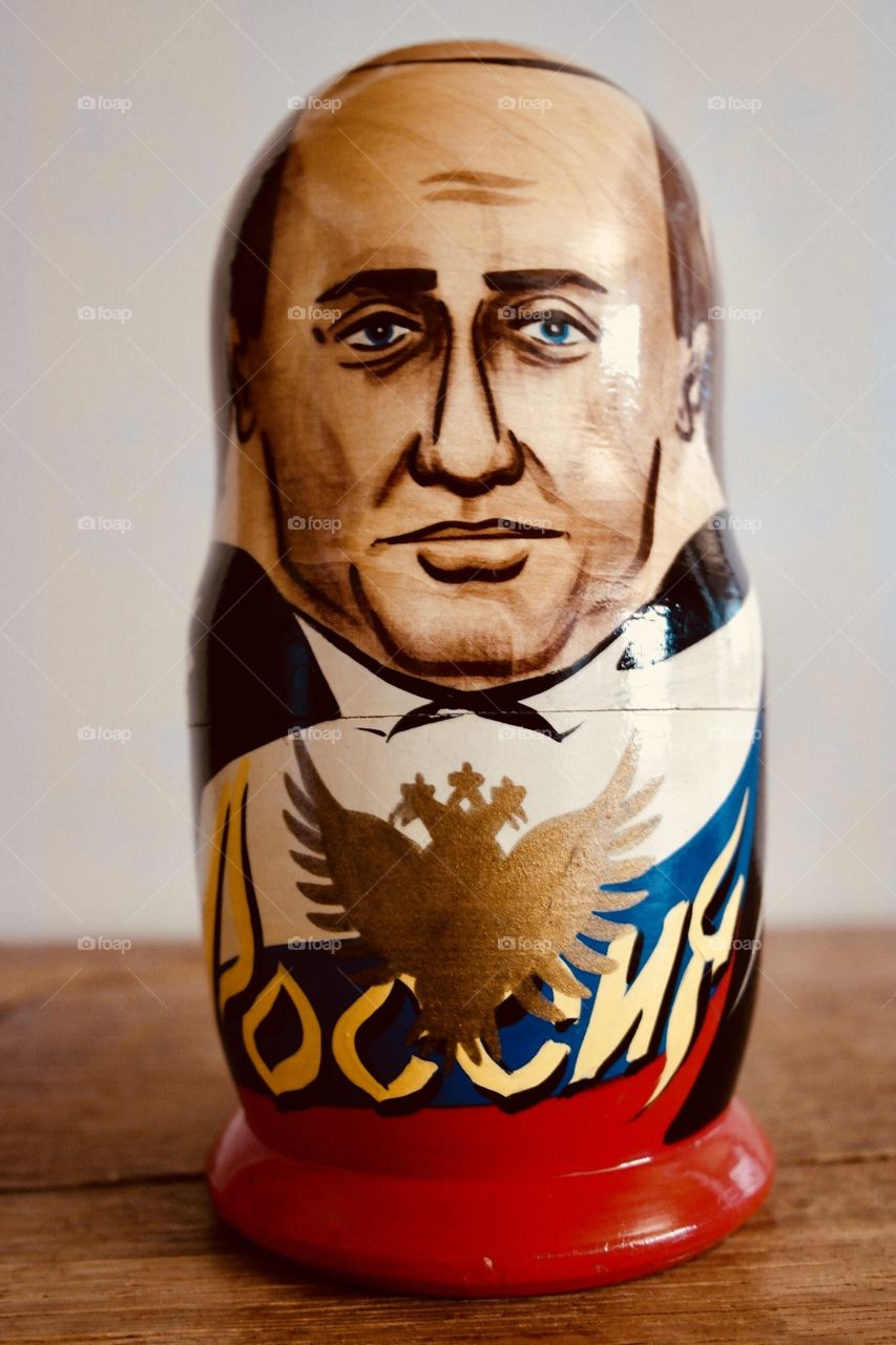 A Russian traditional toy with Putin in it 