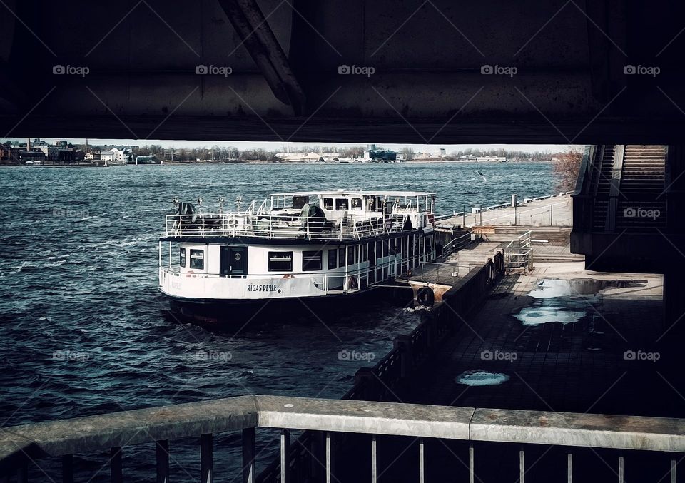 Ship on the river Daugava