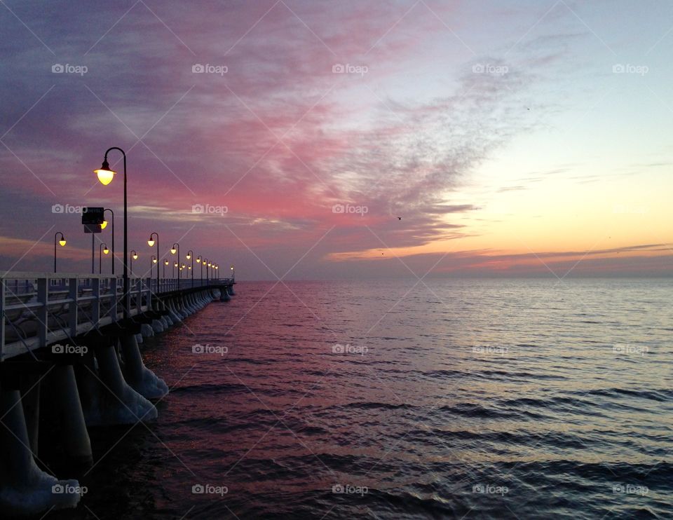 Sunset, Water, Dawn, Sea, Bridge