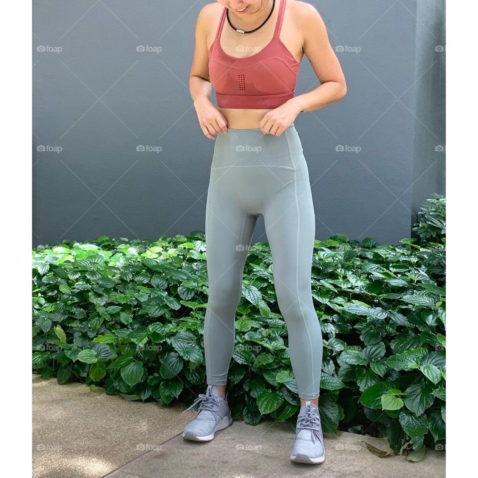 light blue buttery soft leggings for fitness and exercise outdoors sweat it out 