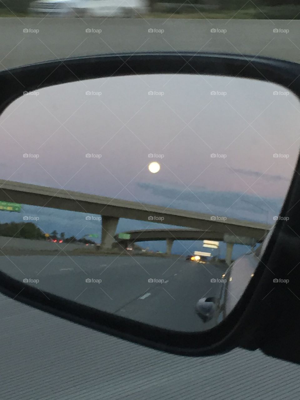 Moonrise in the rear view