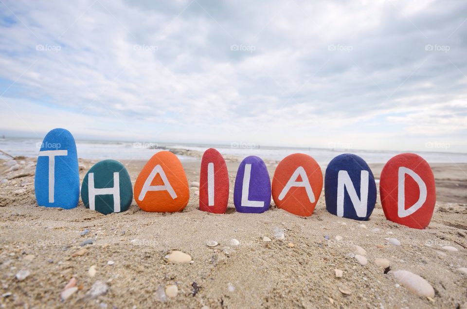 Thailand, souvenir on colourful stones
