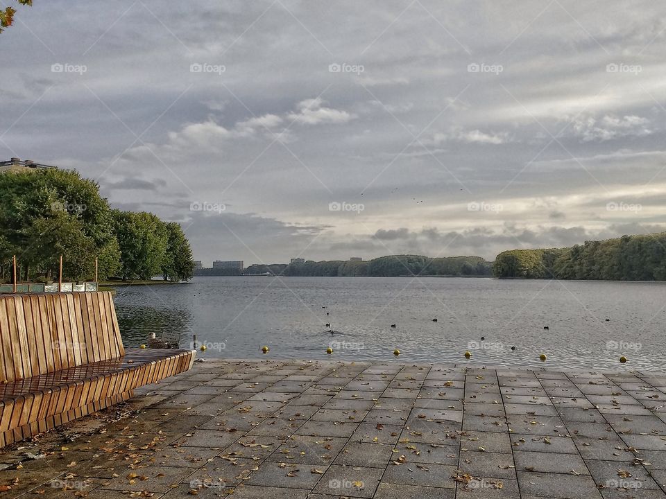 Morning at artificial lake Sloterplas