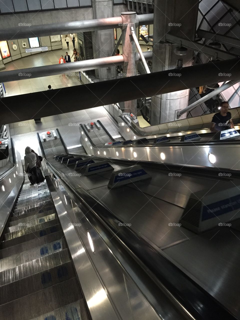 Taking the escalator down...