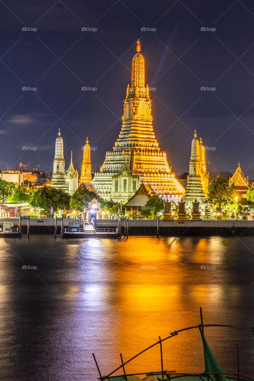the first class royal temple Wat Arun in Bangkok Thailand Southeast Asia in the Night Time