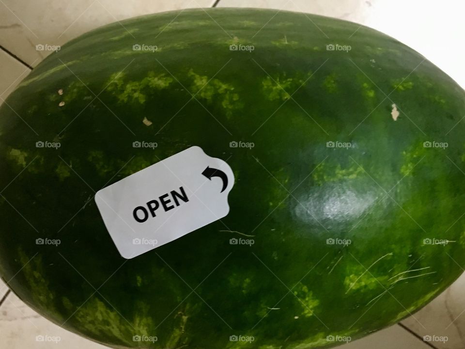 Watermelon with a note to open