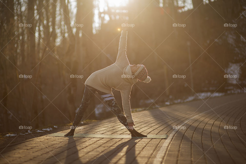 Woman doing morning yoga