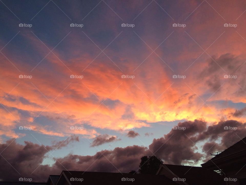 Storm clouds and sunset 