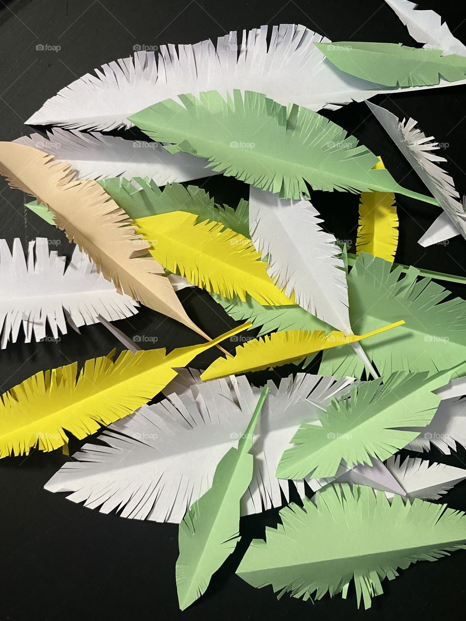 paper feathers, handmade crafts