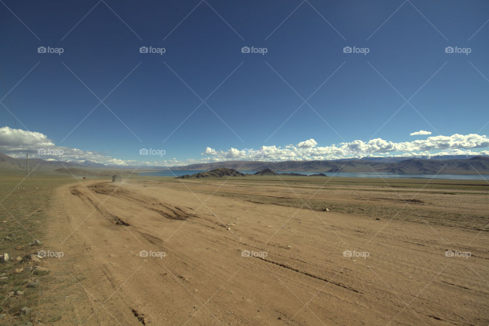Mongolia dusty road